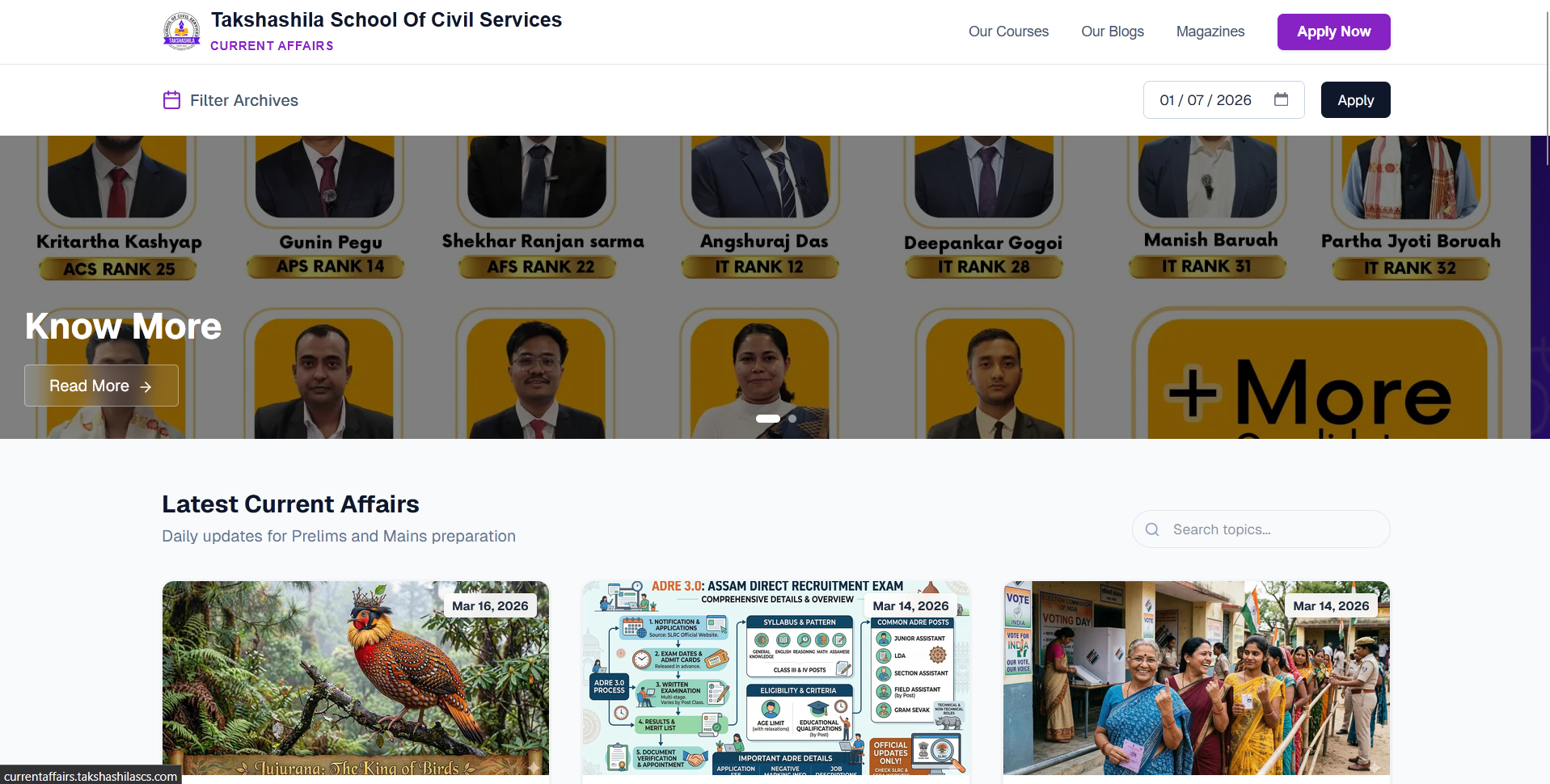 Current Affairs Publishing Platform - Takshasheela School of Civil Services
