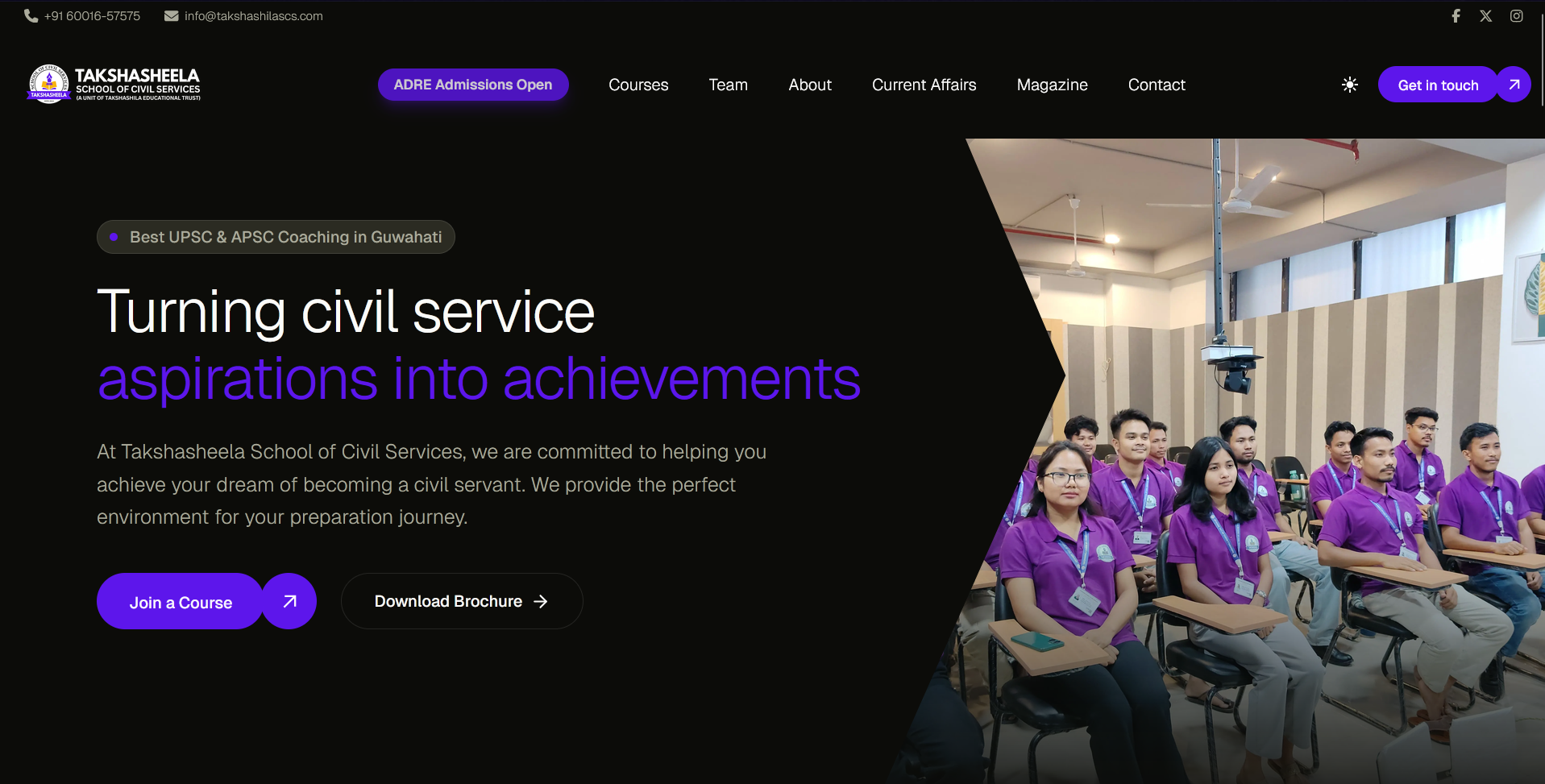 Takshasheela School of Civil Services Website