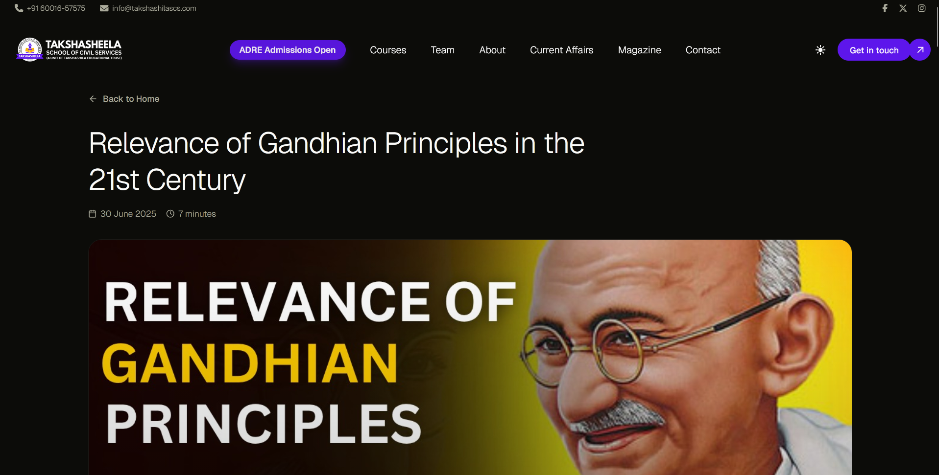 Takshasheela School of Civil Services Website